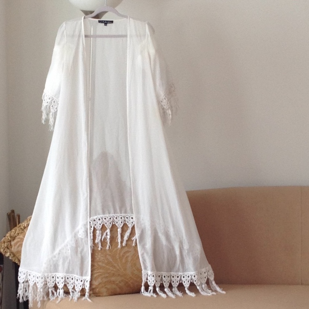 🍃🍋🍃'For Love & Lemons' - Ivory Fringe Kaftan